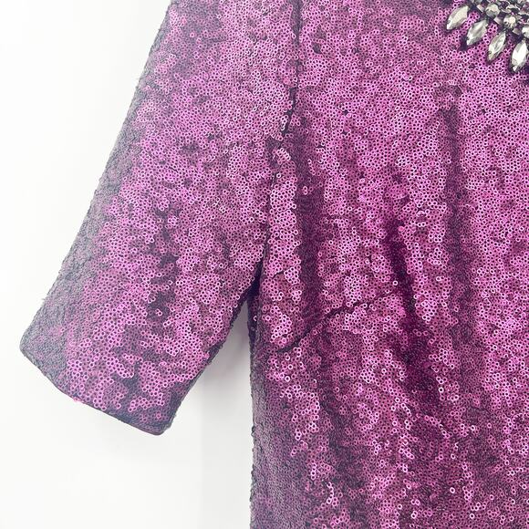 Laundry By Shelli Segal Evening Party Embellished Sequin Cocktail Dress Size 4 - Picture 3 of 8